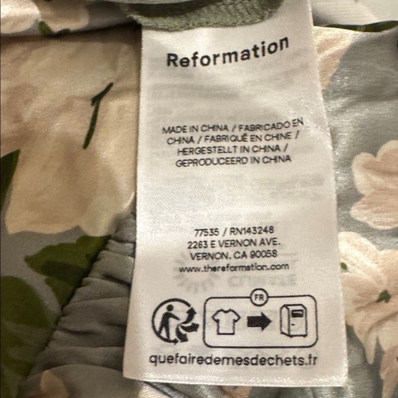 Reformation Anaiis Silk Dress in Tarragon Green White Floral Maxi New w/Tags - Picture 6 of 10